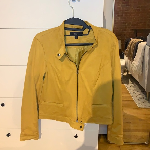 CoffeeShop Jackets & Blazers - Yellow Suede Moto Jacket